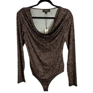 Truth by Republic Long Sleeve Leopard Print Bodysuit Size L NWT